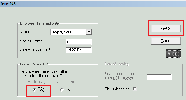 Issuing a mid month P45 - Documentation - Thesaurus Payroll Manager ...