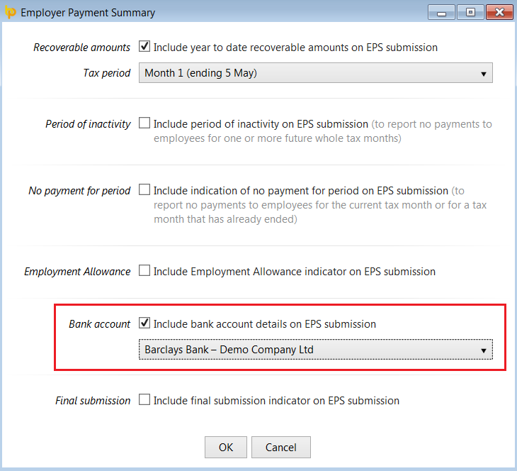 Notifying HMRC of Bank Details BrightPay Documentation