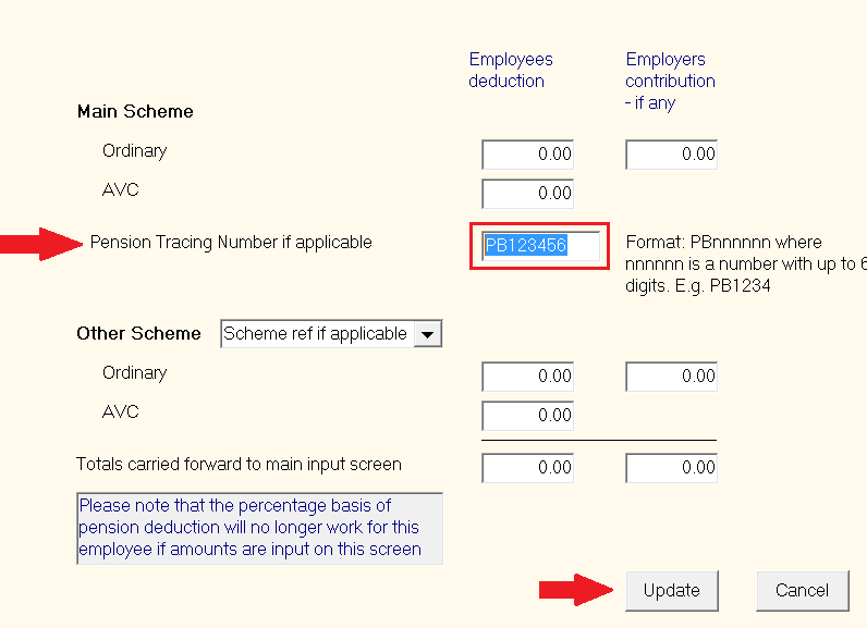 Entering A Pension Tracing Number Documentation Thesaurus Payroll 