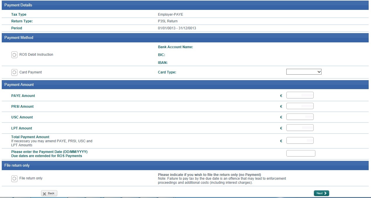 ROS P35 Payment Screen